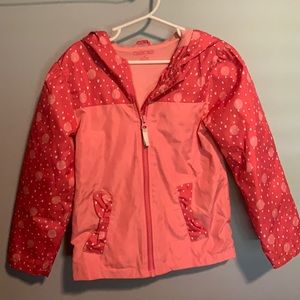 Girls 5T lined rain jacket | Pink | Polka dots